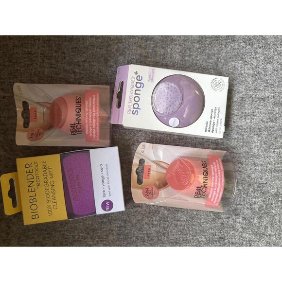 Real Techniques & EcoTools Face Sponge Bundle – 4 New Items, Cleansing + Makeup - Picture 1 of 4